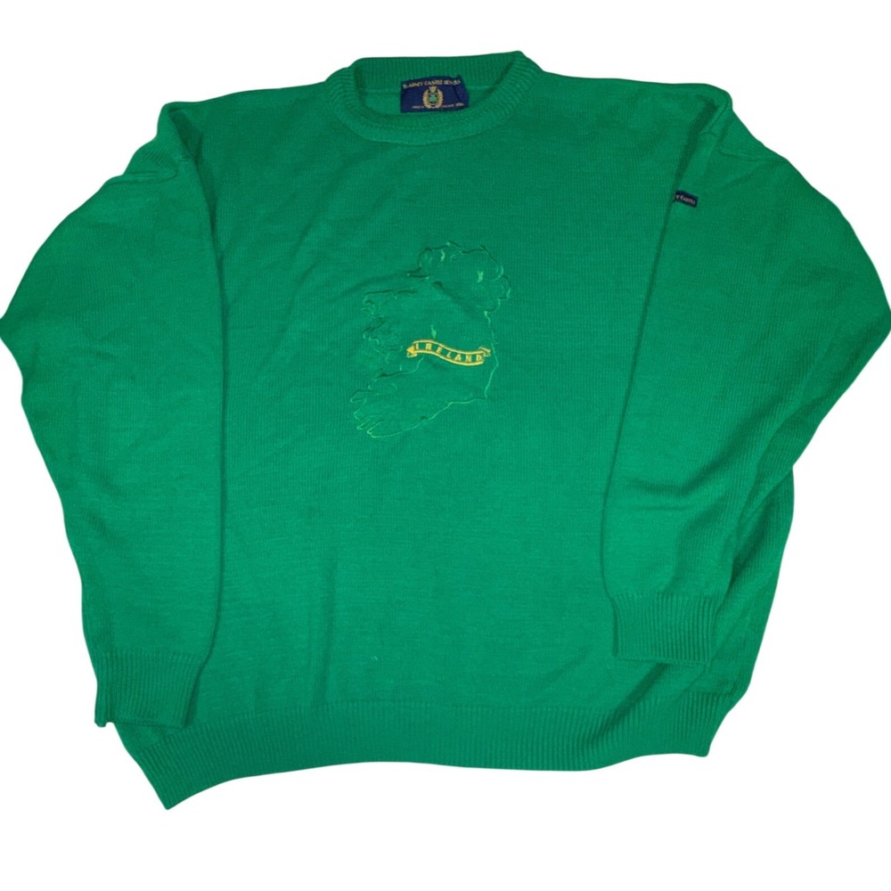 Blarney Castle Designs Ireland Map Embroidered Sweater XXL Green Made in Ireland
